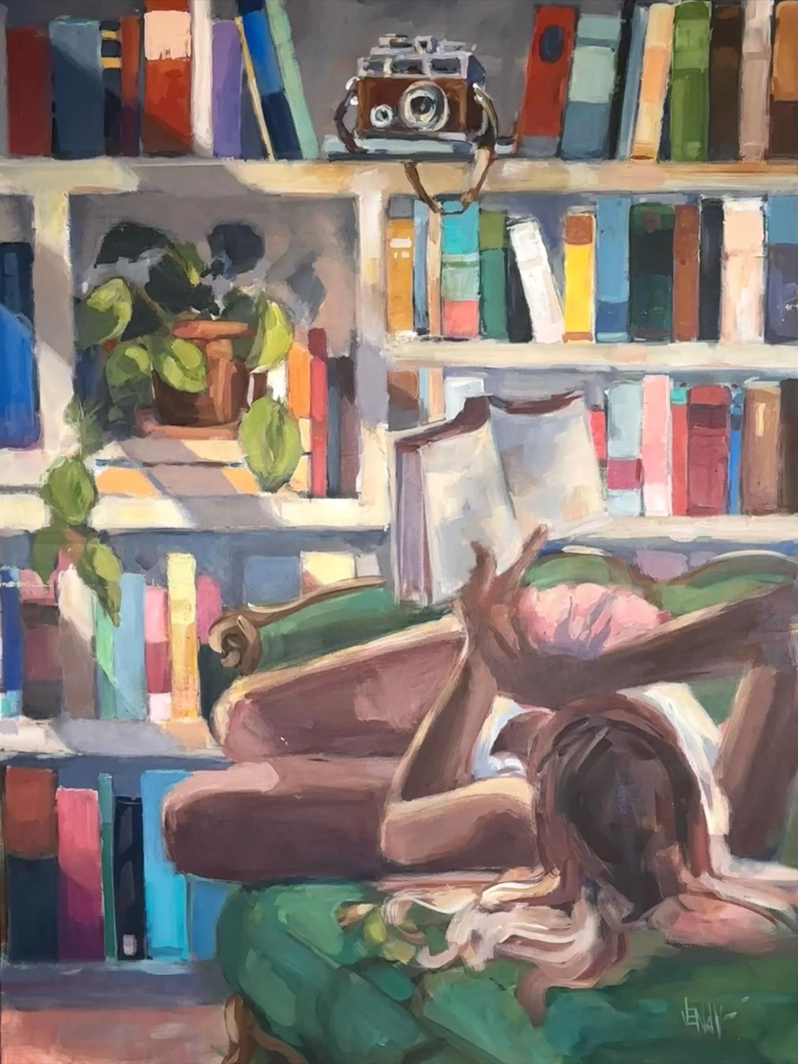Unstuck in a moment ✨

She&rsquo;s done ✅ 
30x40
On my website&hellip;

#figurativeartist #lifeofleisure #readerlife #vintagelife