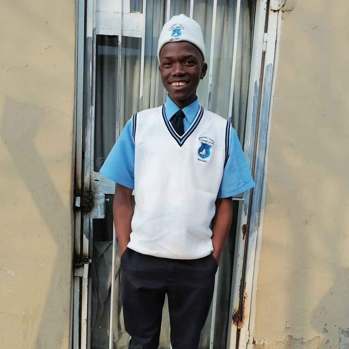 Smanga is currently in his final year of school and has been living with Maria since he was 9. Thanks to donations from the Kindling community, he is close to completing his education. Smanga and his two brothers were brought to Maria after their mot