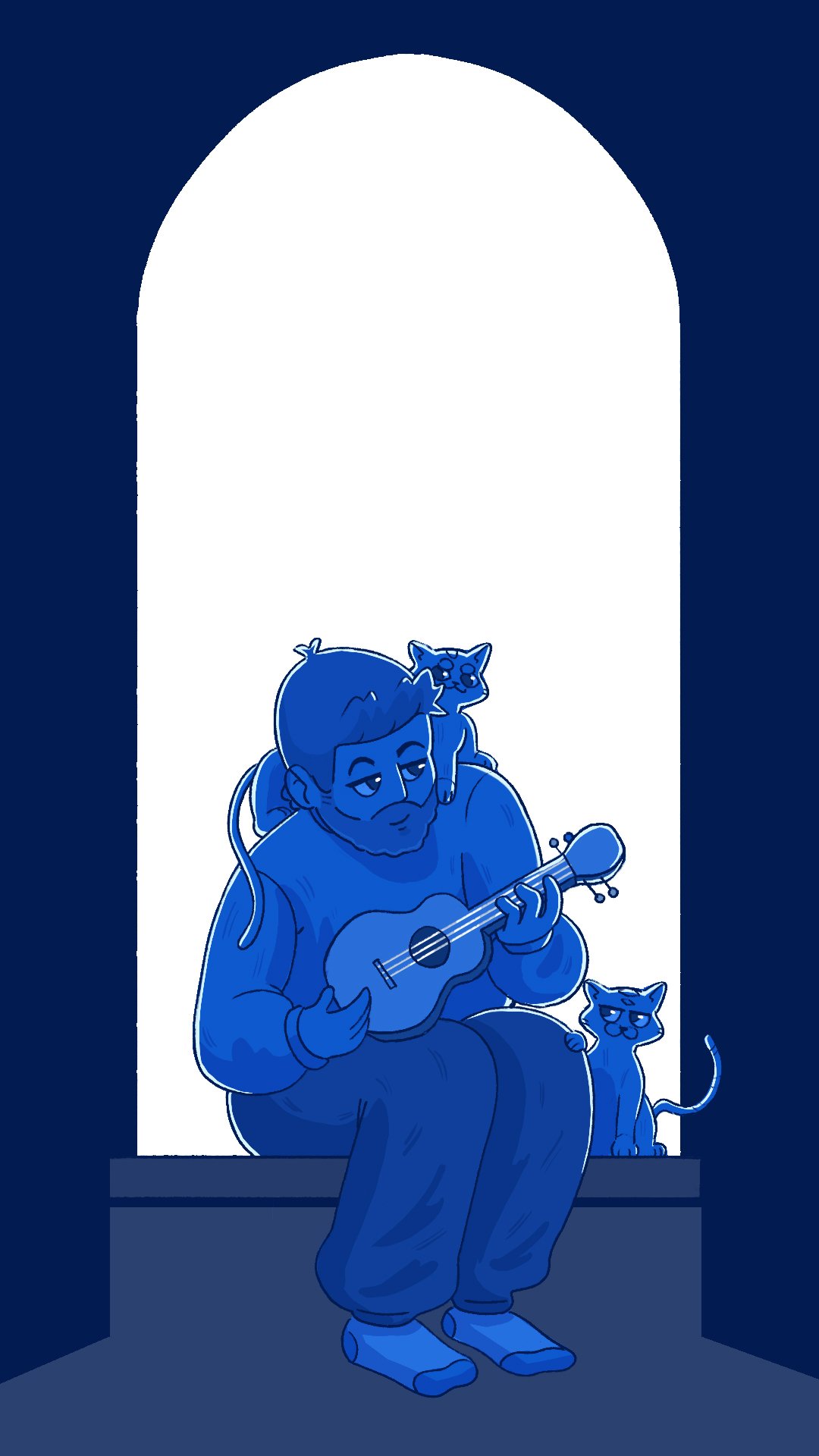 greg and cats on a window blue.jpg