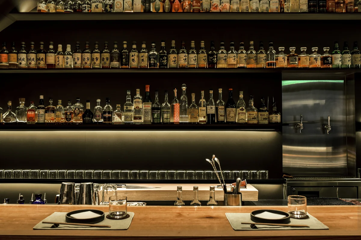 The stocked bar at Ronin in HK