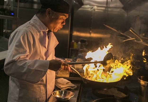 Chef Chen Lieh Tang at the wok