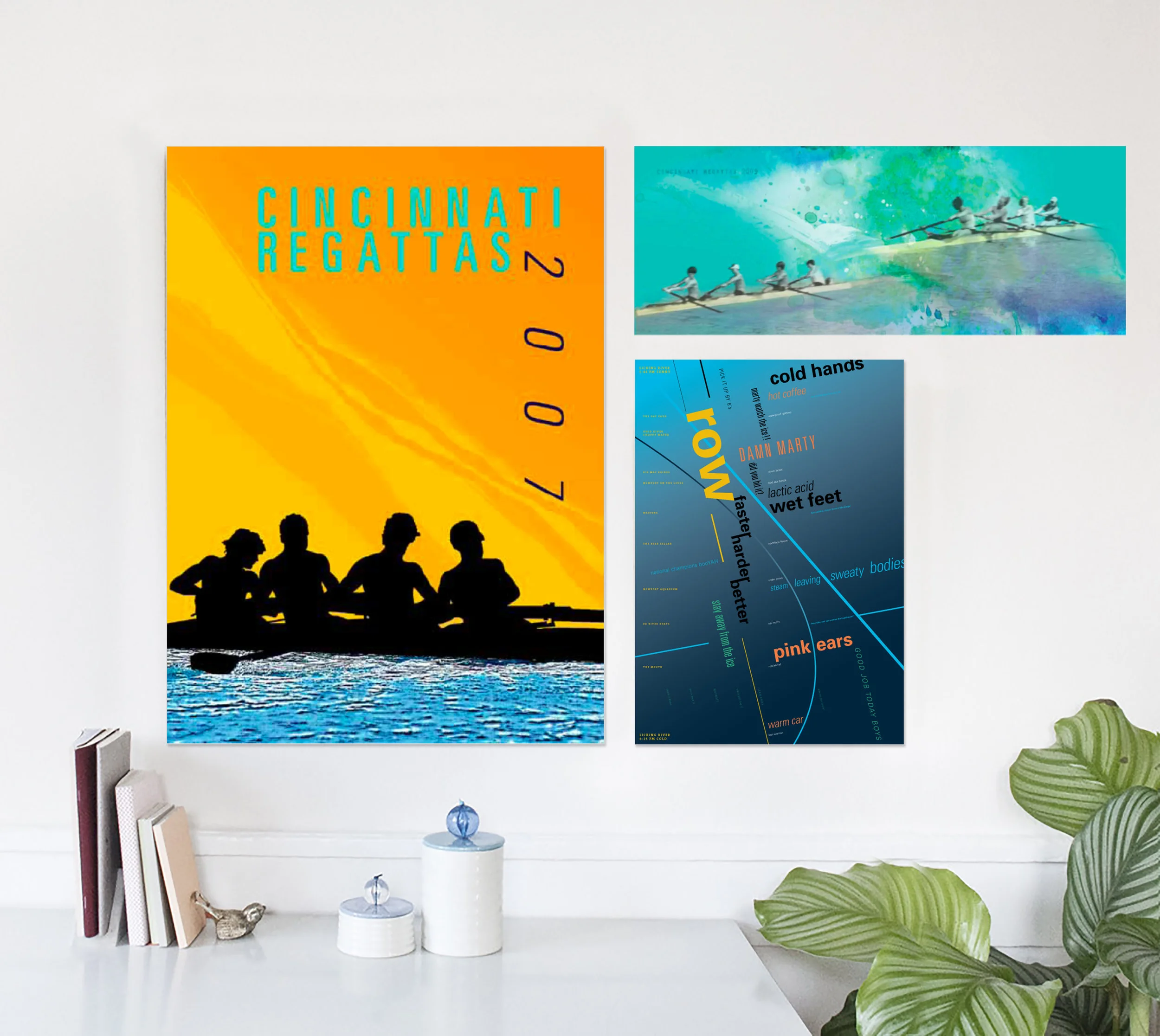 Various rowing posters (Left to right: 2007, 2009, 2006)