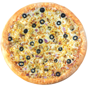 Big Greek traditional sauce, chicken, feta, red onion, black olive, green olive.