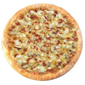 Chicken Bacon Ranch ranch sauce, chicken, bacon, spanish onion, cheddar blend.