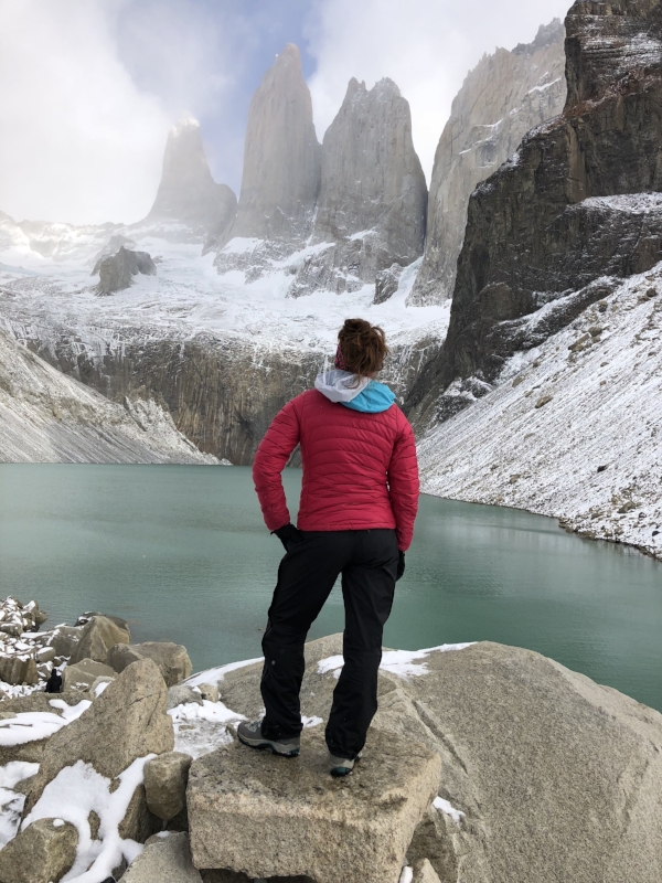 The skirt went in my backpack and the rain pants came out for the snowy hike to The Towers in Patagonia, Chile.