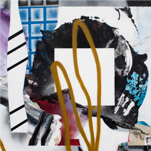 Night Driving. 2014, acrylic and spray paint on canvas, 40" x 40"