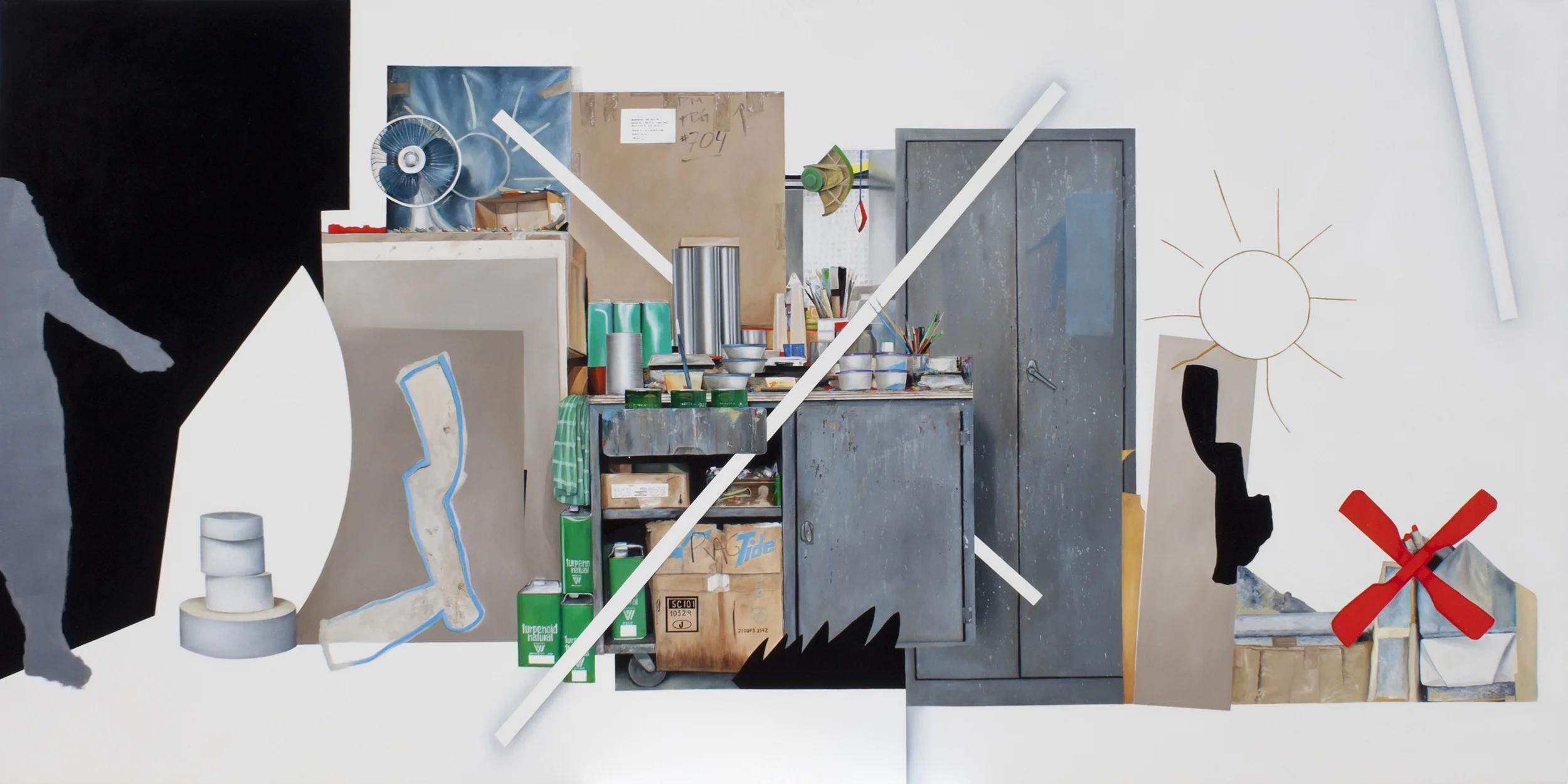 The Past is Prologue (from Ron Moppett studio visit), 2013. Oil on canvas, 71" x 142"