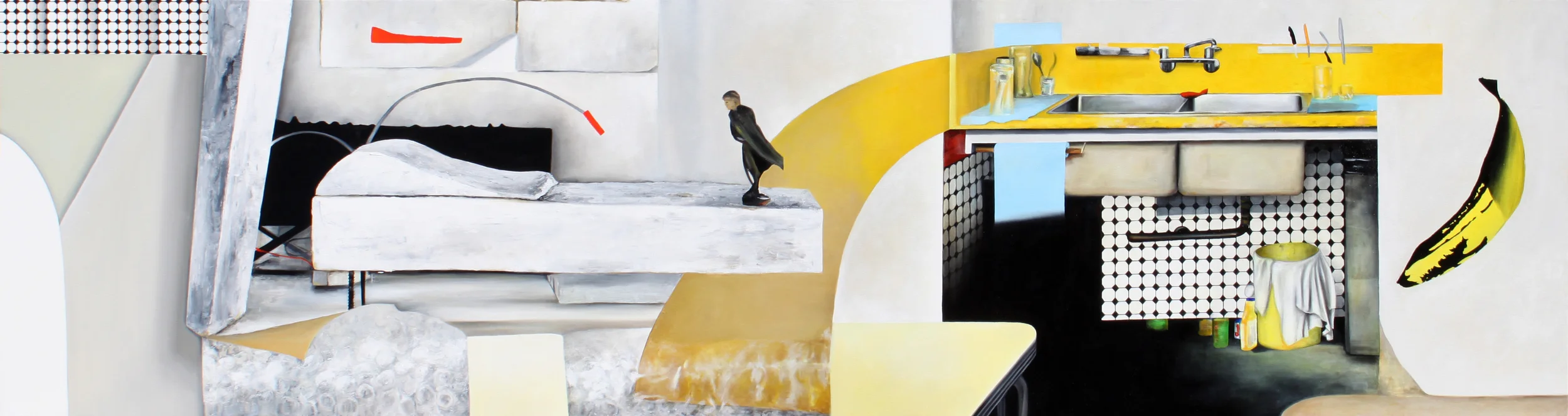 Domestic Scene, Victoria Drive (from Attila Richard Lukacs studio visit) 2014, 80cm x 300cm, Oil on canvas