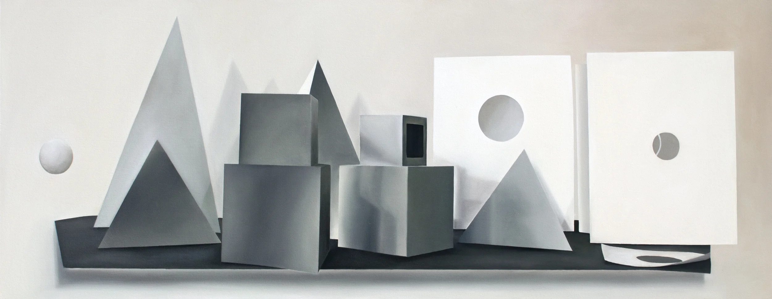 The Geometric District (from Jessica Eaton studio visit) 2013, Oil on canvas, 28" x 72"