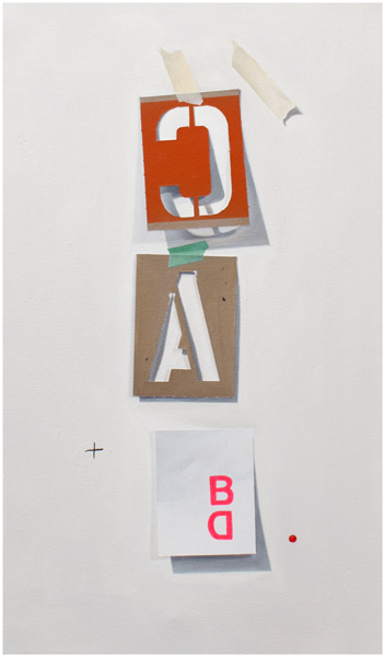 CA + BD, 2012, oil on canvas, 24" x 14"