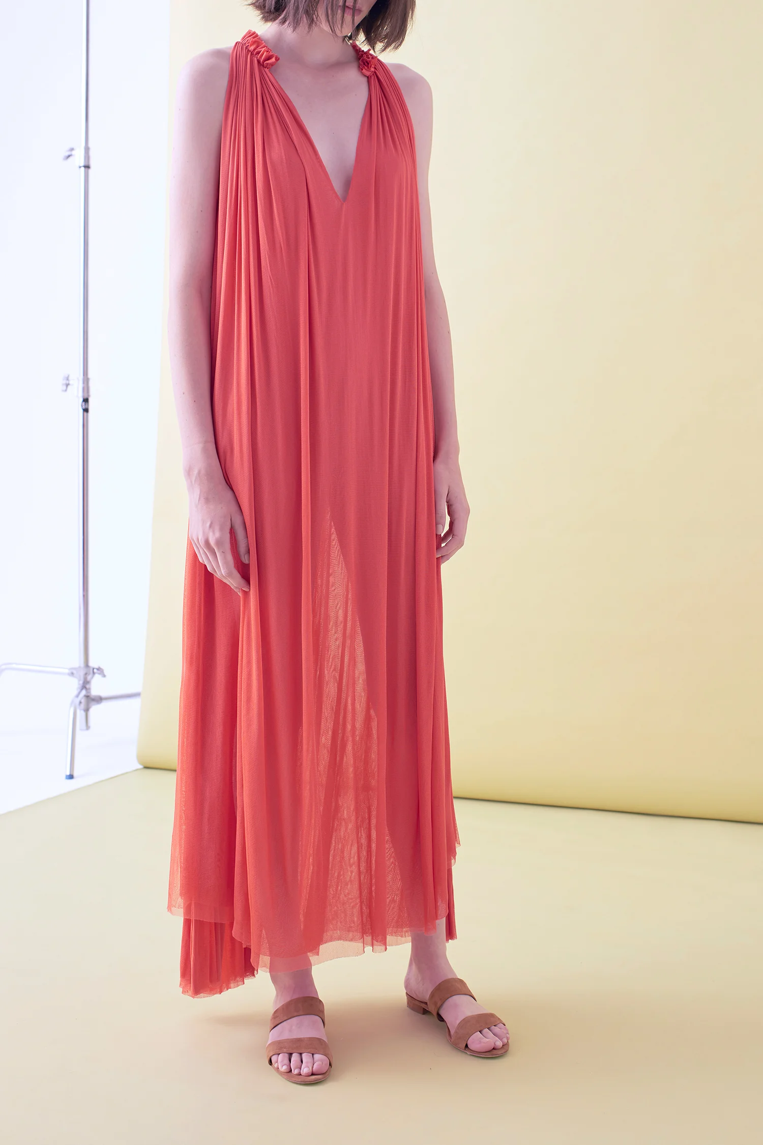 SILK MESH STEP FRONT DRESS – IN STOCK