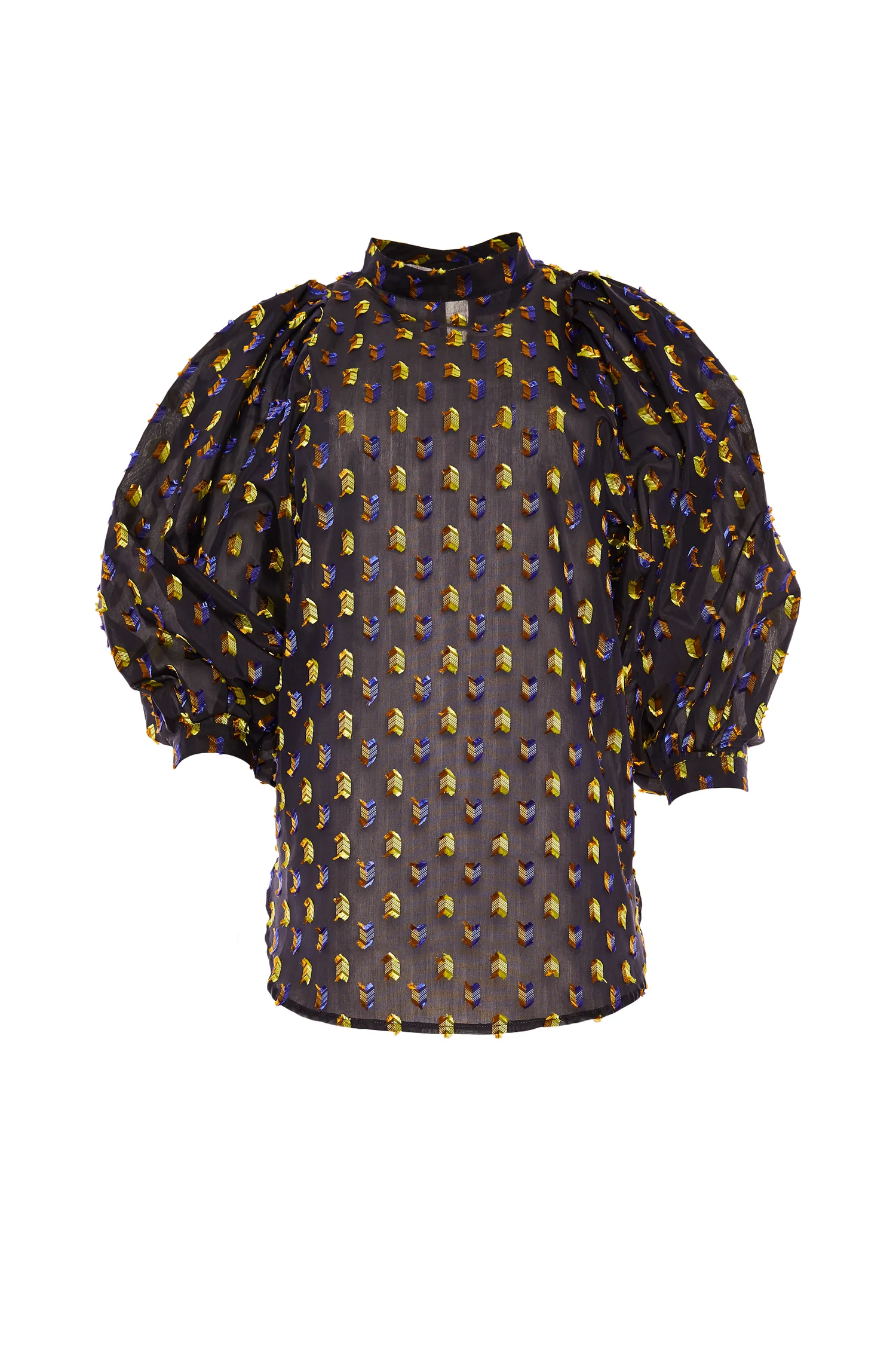SARAH_SWANN_FW17_HIGH_NECK_JACQUARD_BLOUSE_Blue_Front.jpg