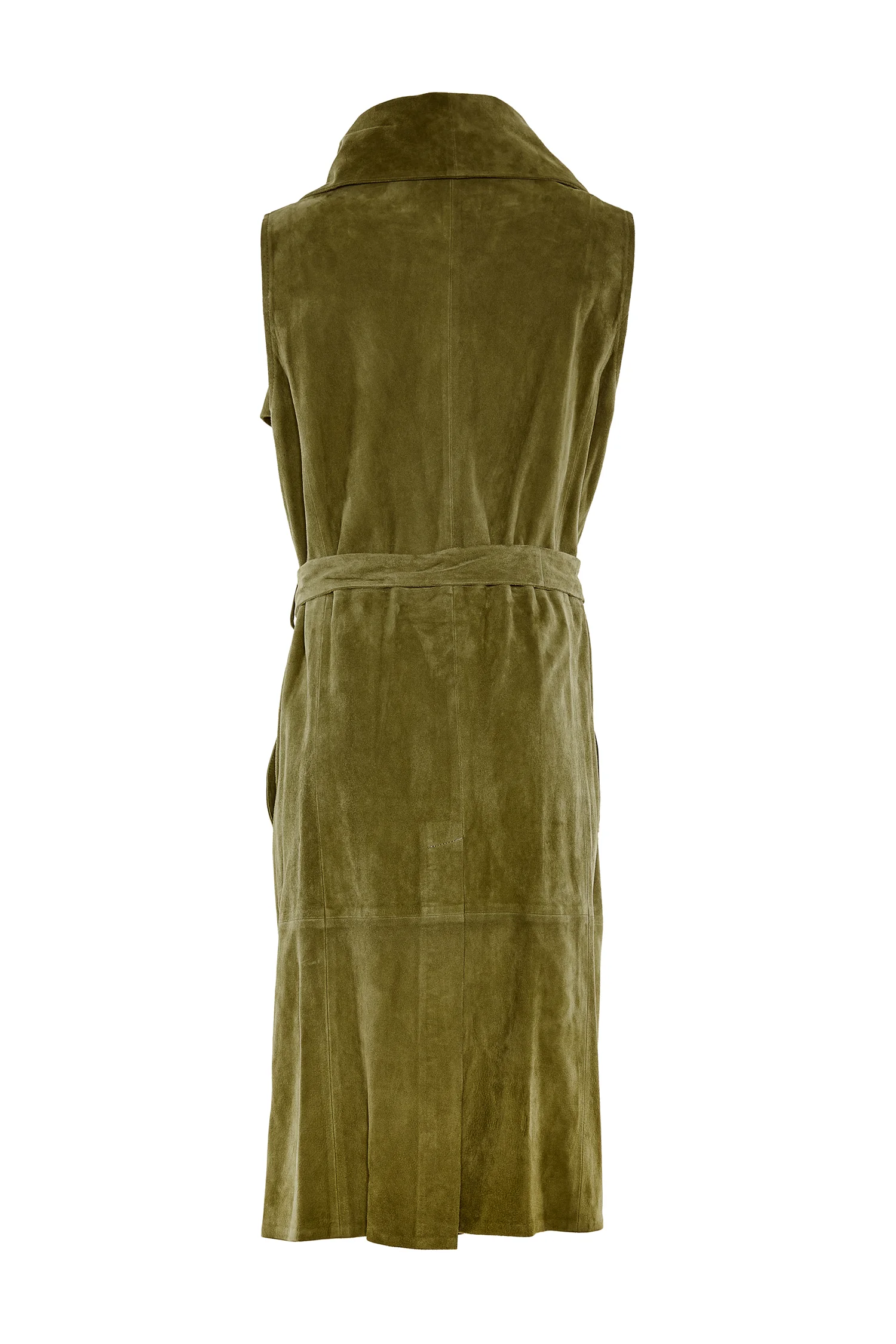 Sarah_Swann_SS17_SUEDE SLEEVELESS LONG JACKET_Olive_Back.jpg