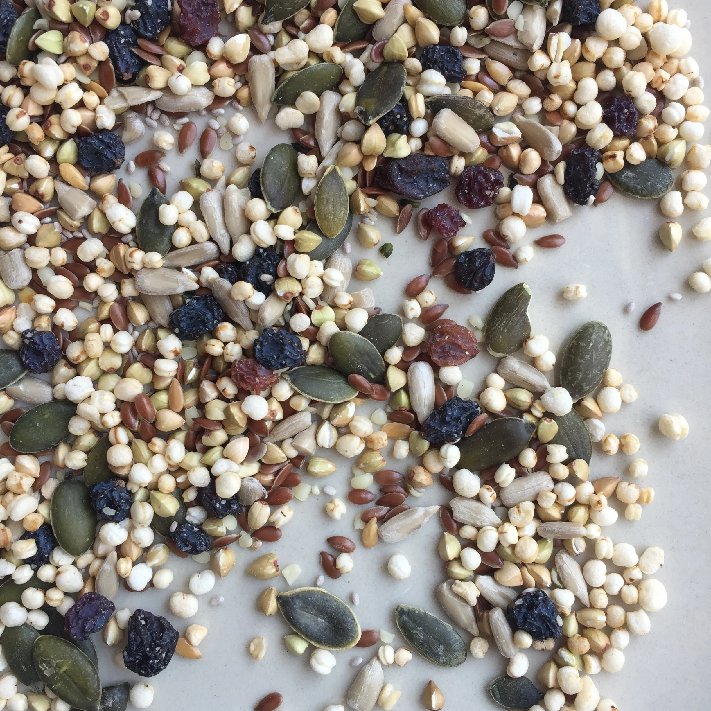 For the batch above, I used raisins and puffed quinoa.
