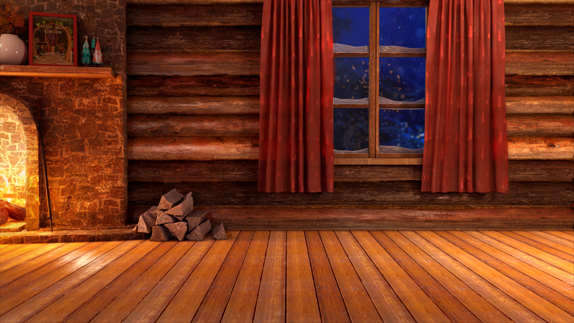 The final render created to replace the green screen Santa was filmed on. Stephanie used Maya &amp; Vray to create the final shot above.