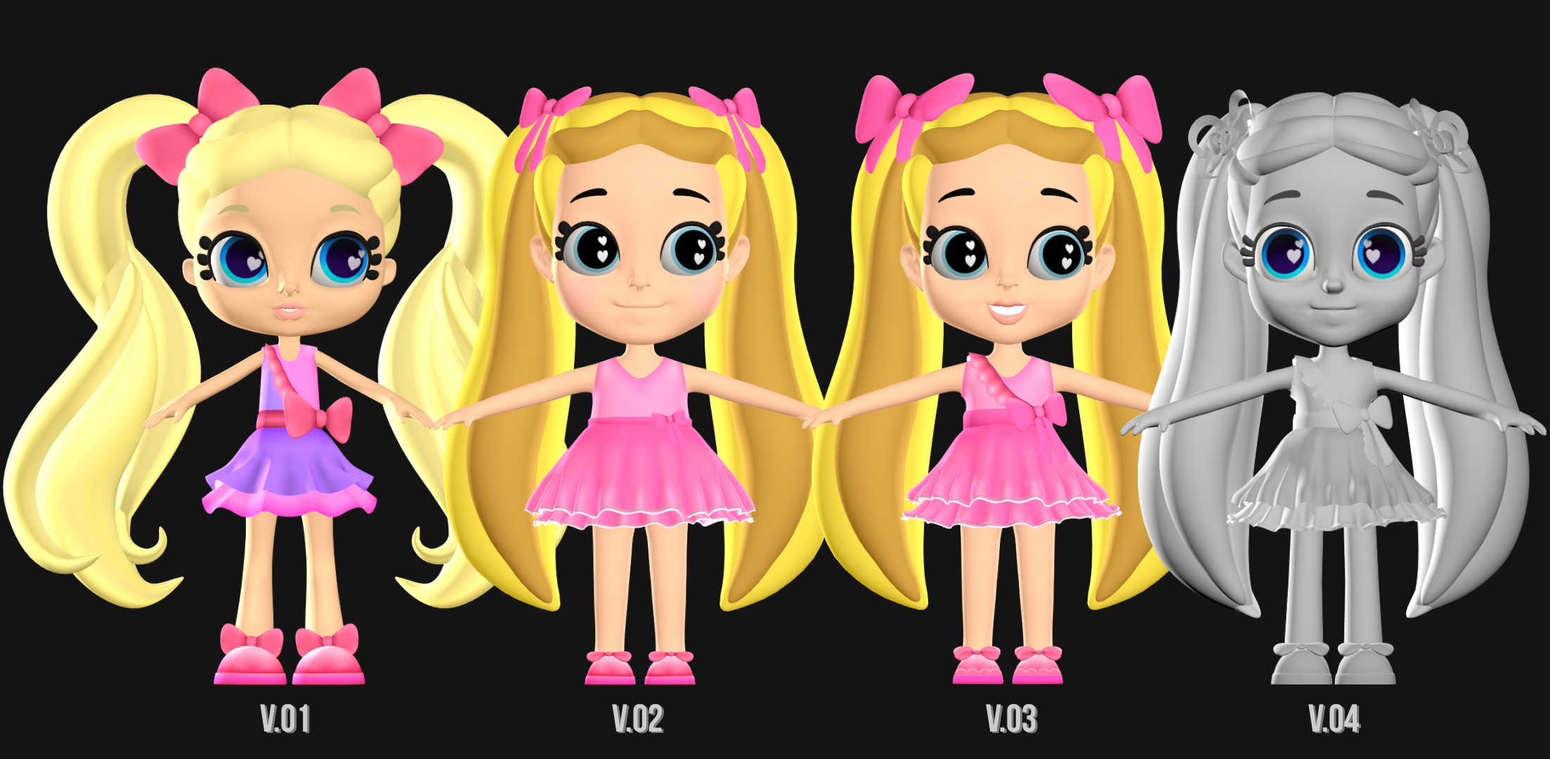 Main stages of iteration between character versions.