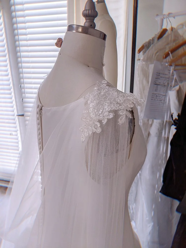 sequin lace wedding cape veil