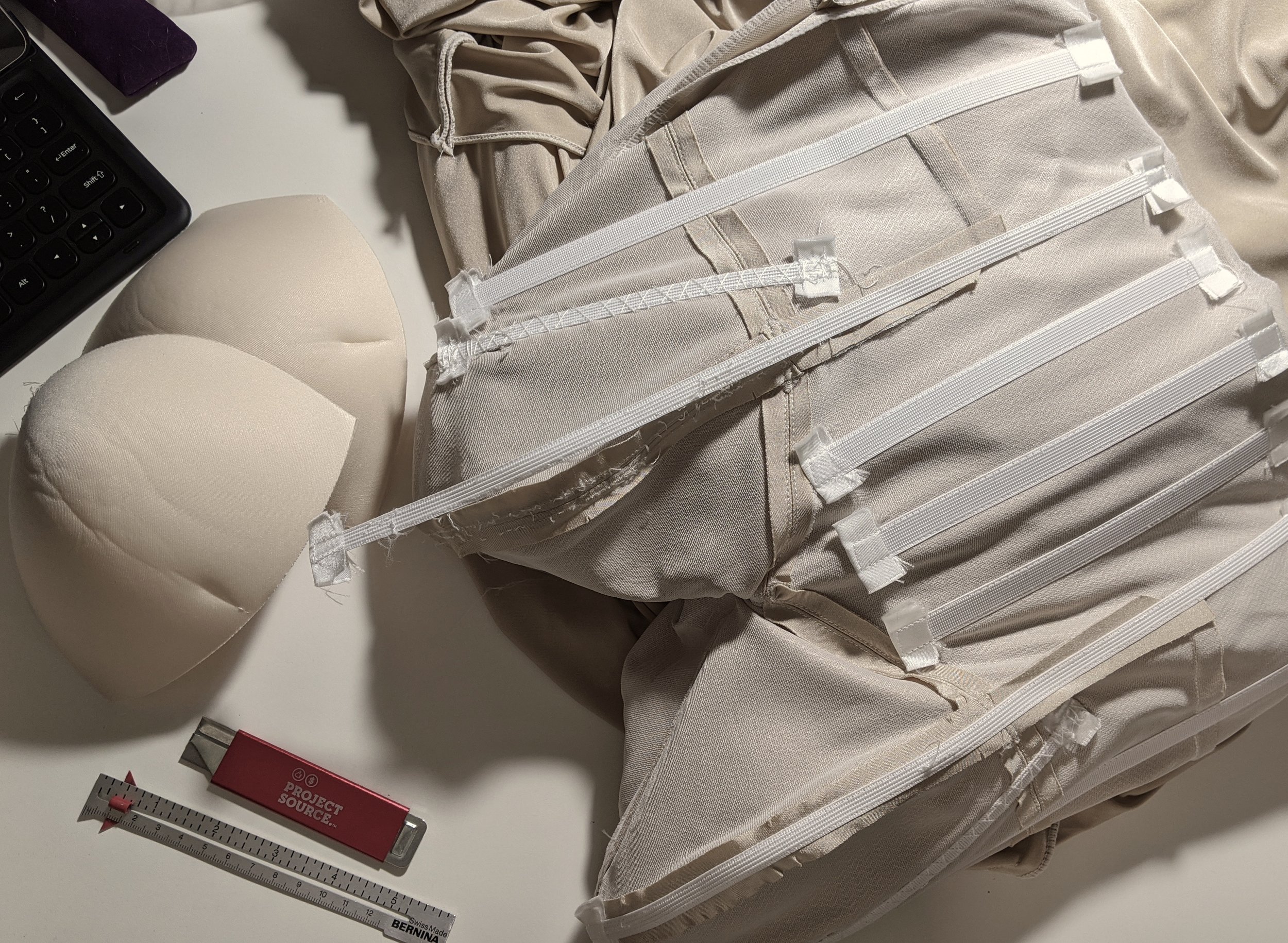 adding boning support to a wedding gown