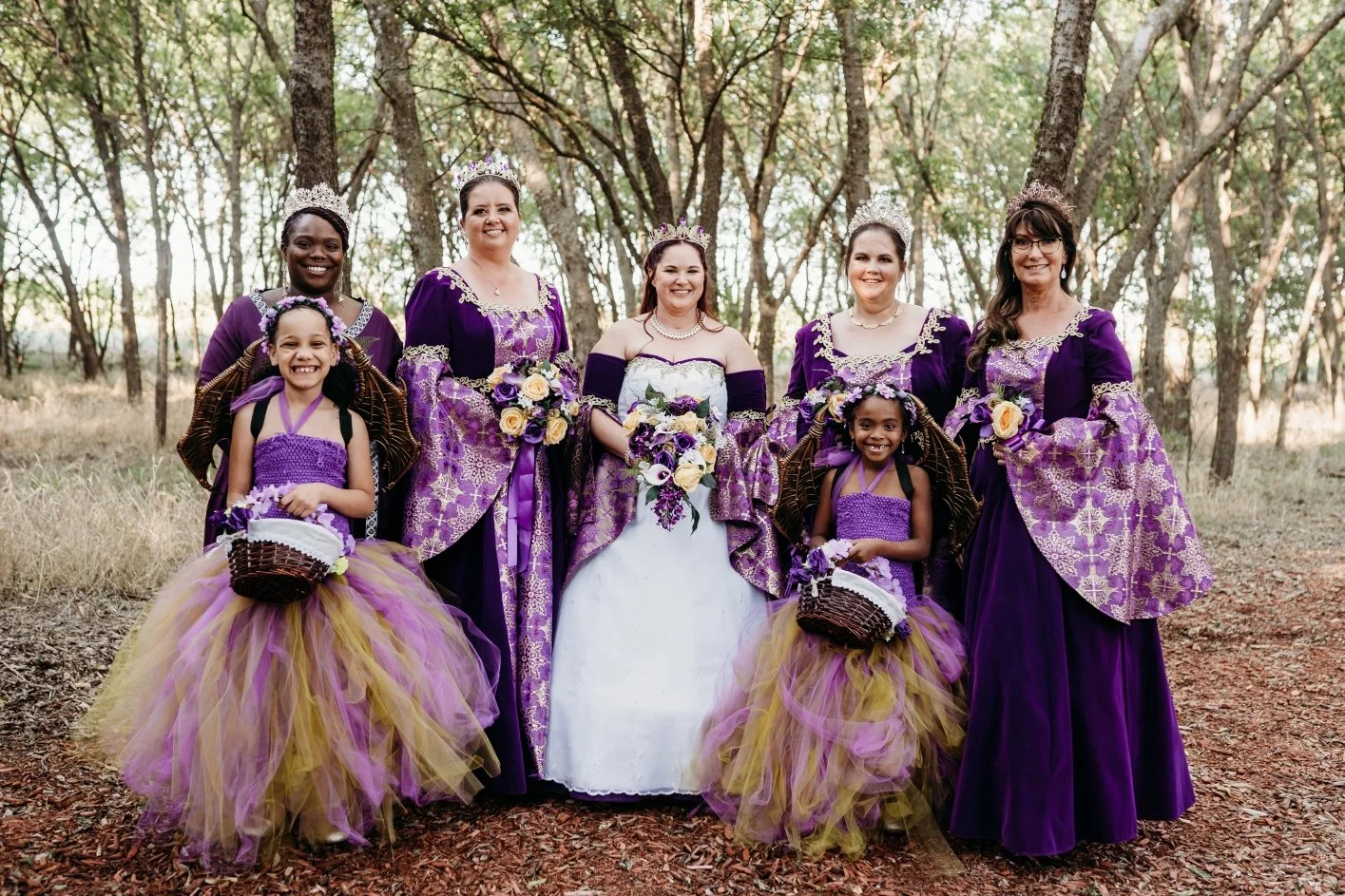 royal renaissance wedding with bridesmaids