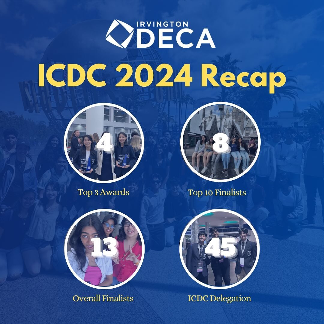 Congratulations to all of our competitors and finalists for competing at ICDC, helping Irvington DECA experience the difference this year!! We had an amazing time in Anaheim and we couldn&rsquo;t have done it without such an outstanding chapter 🌟