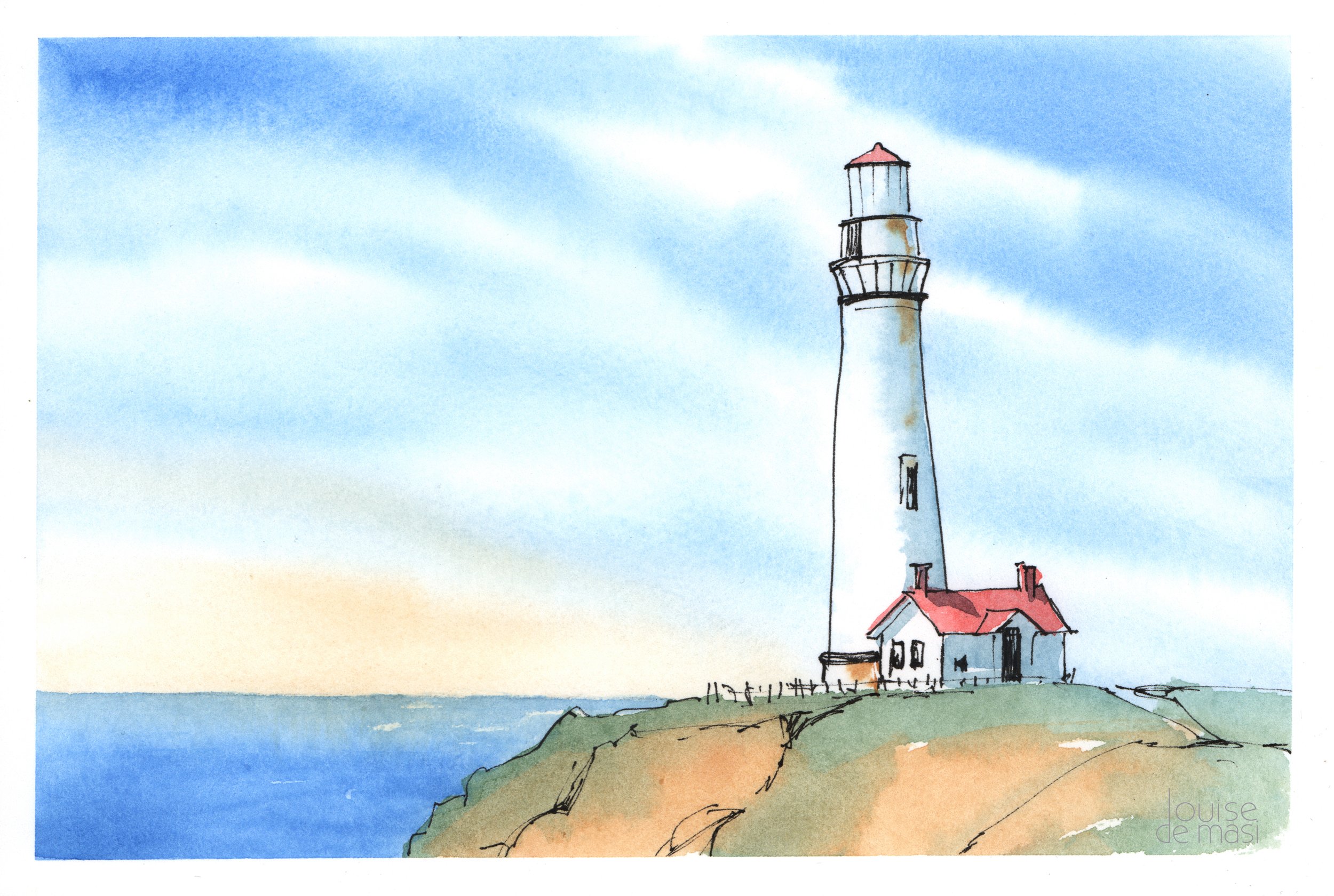 Lighthouse pen and wash - beginners