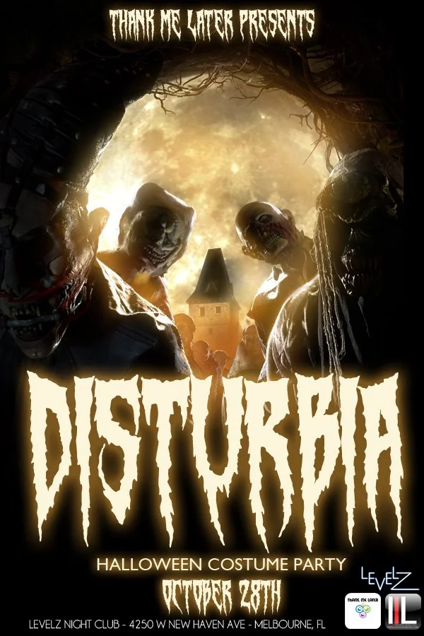 One of Stephen's most popular design work was for our annual Halloween costume party 'Disturbia'. 