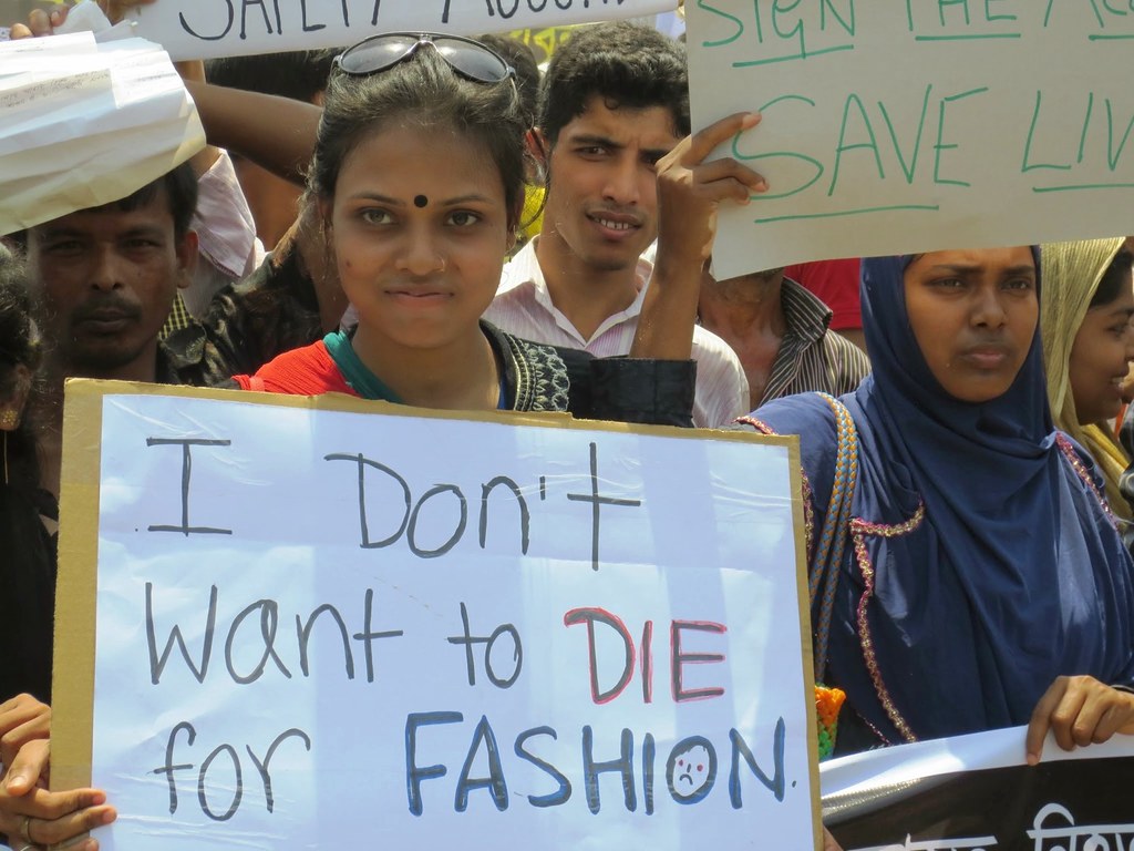 Thousands of garment workers and their unions rally on the one-year anniversary of the Rana Plaza collapse by Solidarity Center