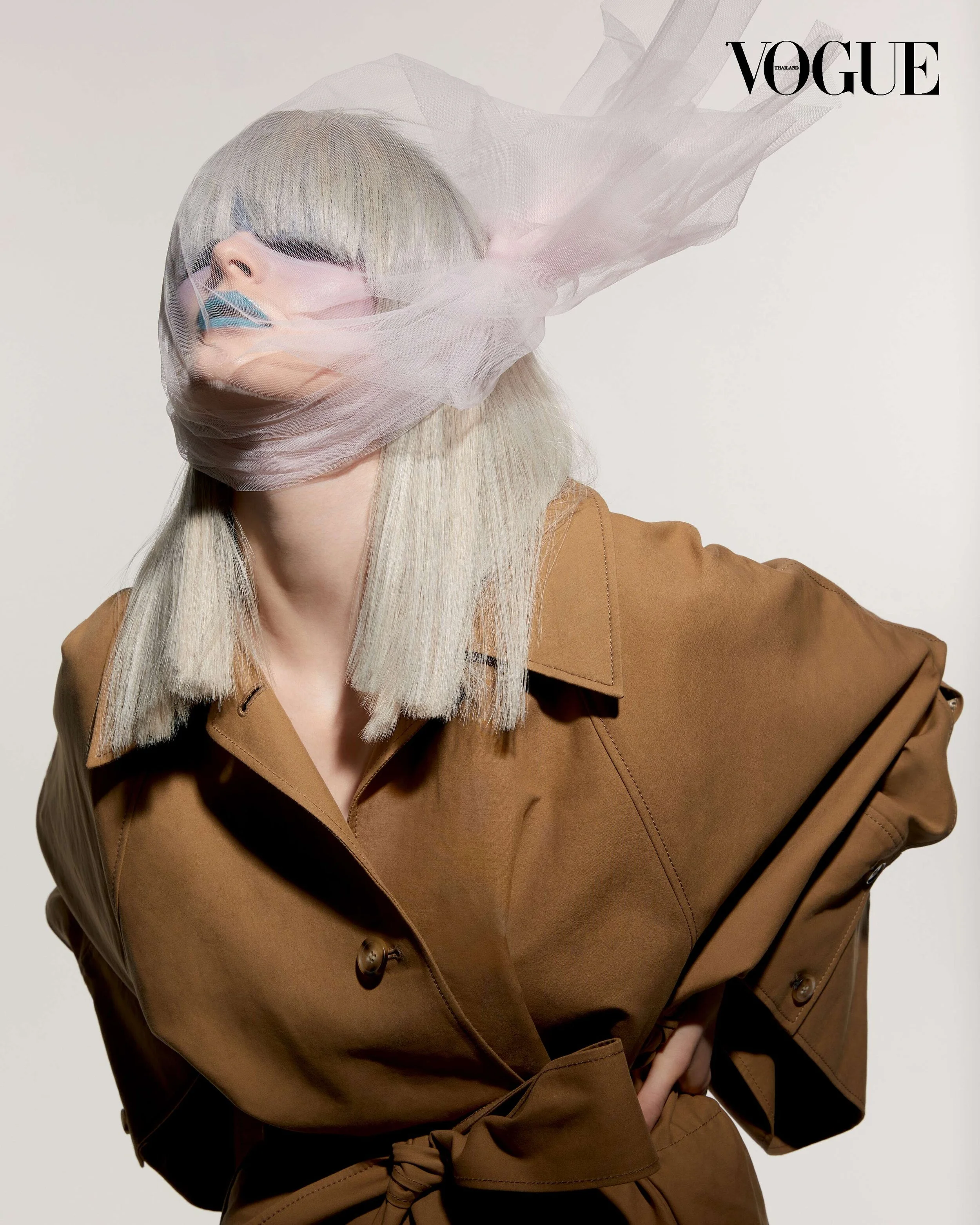 Monique Lee Millinery veil featured in Vogue Thailand Feburary 2021 | Shot by Rui Faria styled by Katie Felstead. Model Primrose Archer