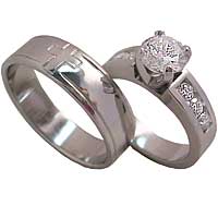 Custom white Gold Band & Diamond Engagement Ring