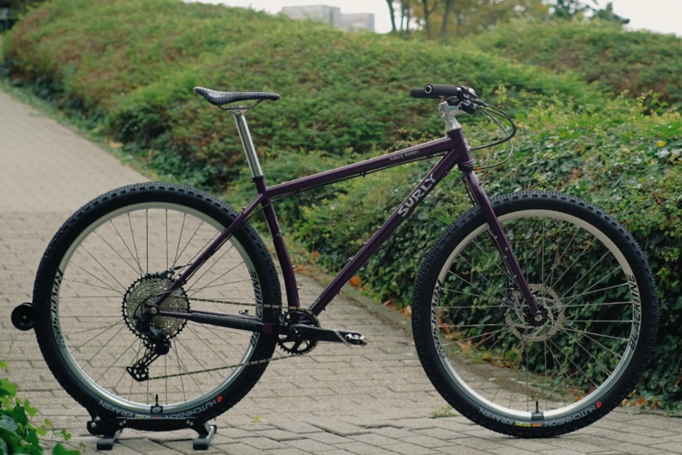 Shred the city, or travel the world?
The choice is yours!

Custom Surly Karate Monkey for Jakob.

Thanks so much for the trust. It means a lot to build a bike for a fellow bike mechanic! Enjoy your new purple love, and lube her chain every now and th