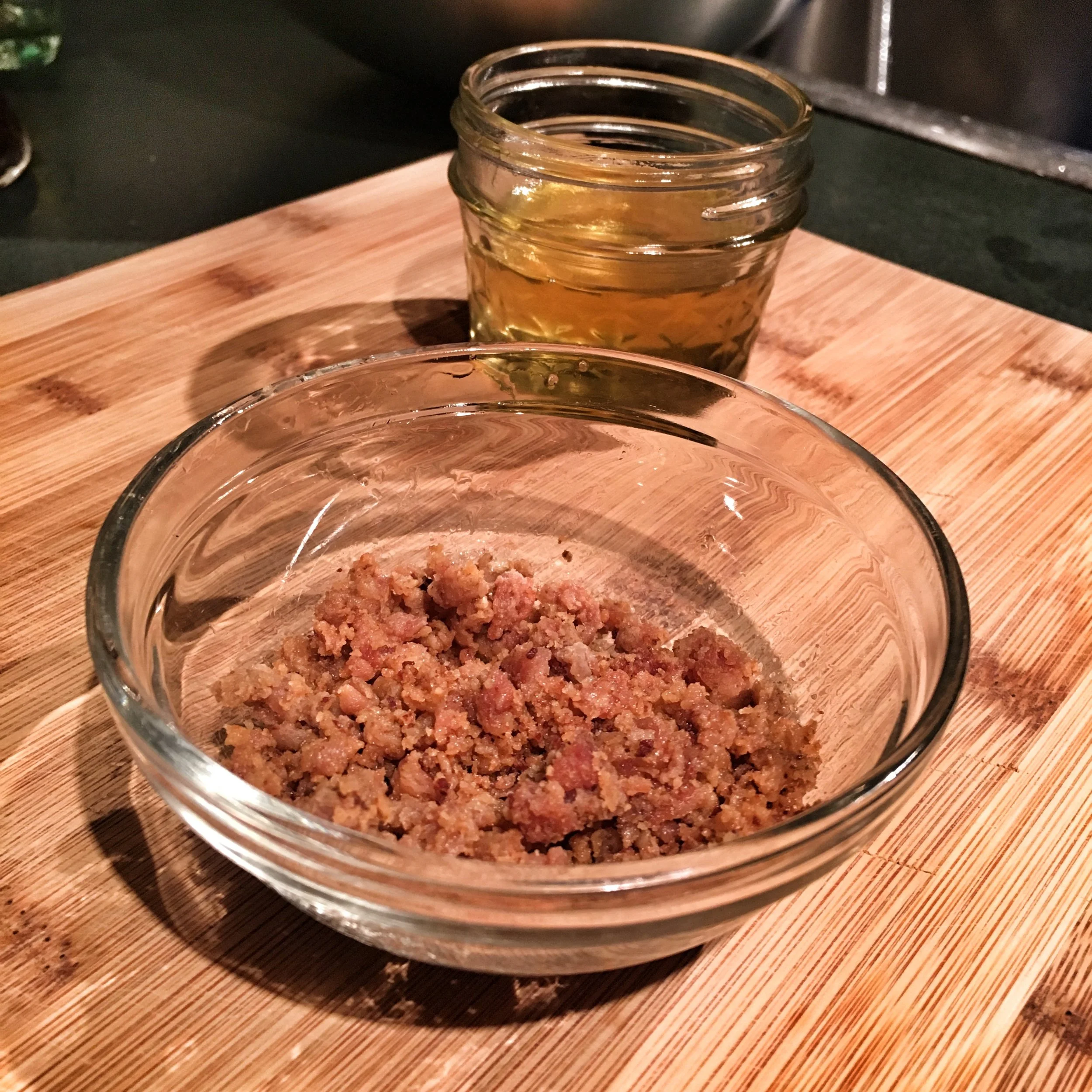 2 oz pork lard + 1 TB cracklings = ummm, not too bad considering I was ready to throw this away!