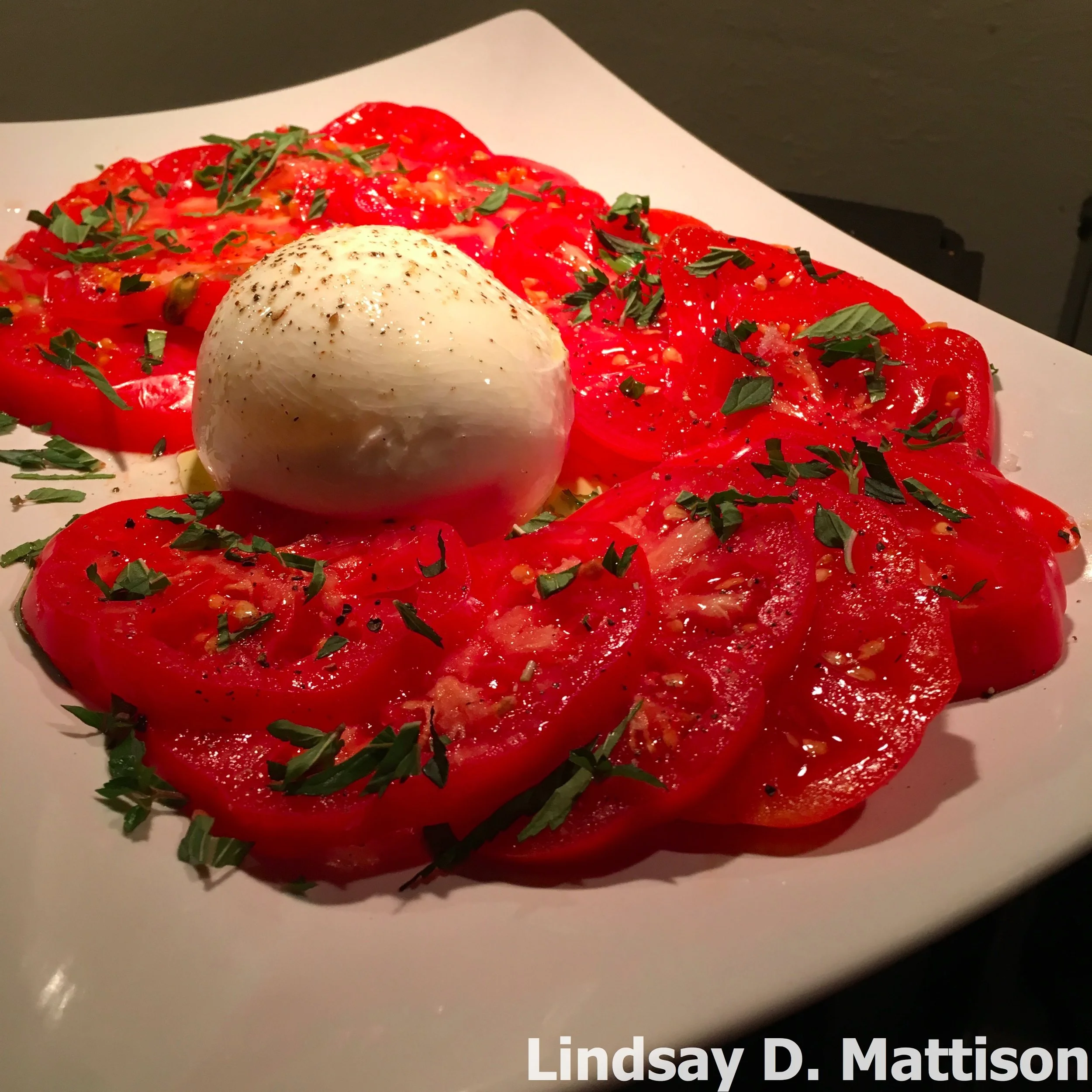 Heirloom tomatoes, burrata, mint