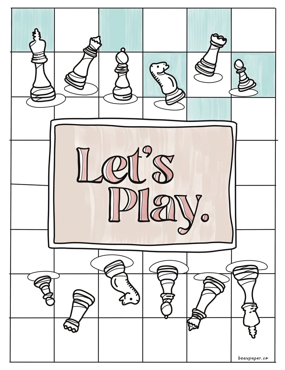 The chess board coloring page printable game