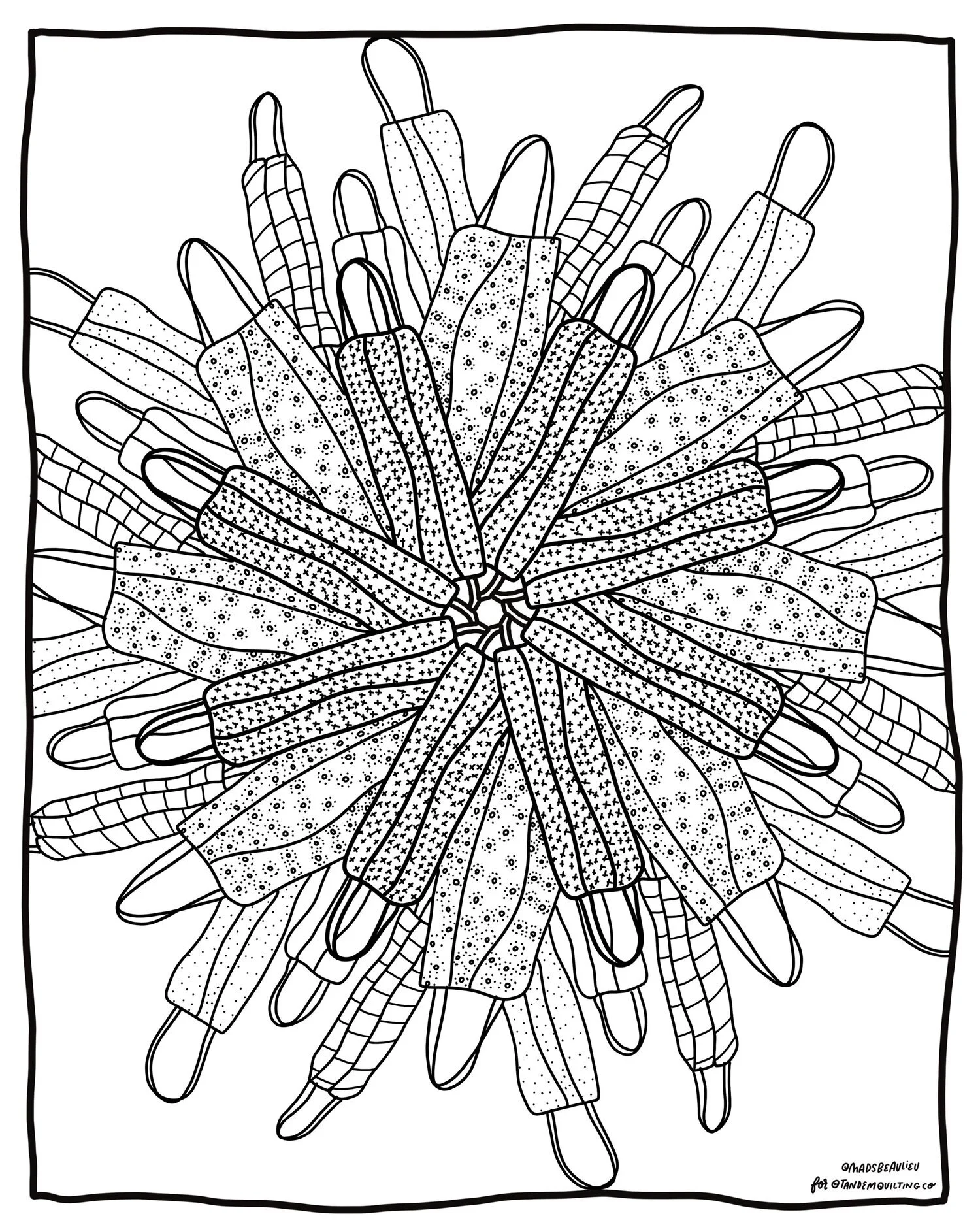 Cloth Mask Mandala: A Coloring Page