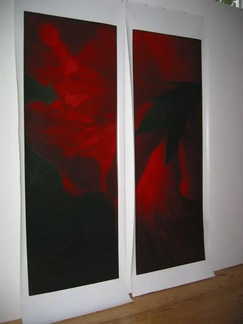8-24-06, P.M. #3 98" X 38" (each) Oil on silver gelatin 2006