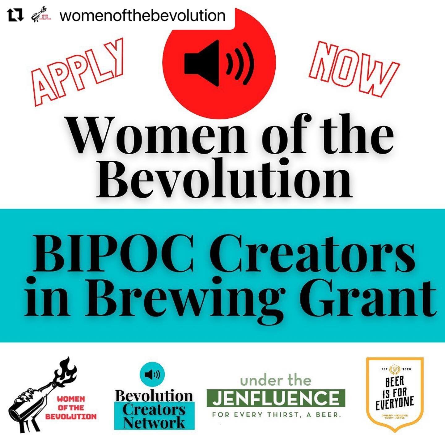 #Repost @womenofthebevolution 
・・・
We want to help you CREATE and get heard! WOTB has teamed up with @underthejenfluence and @beerisforeveryone to launch a global grant program for women and non-binary entrepreneurs, digital creators, brewers, and ho