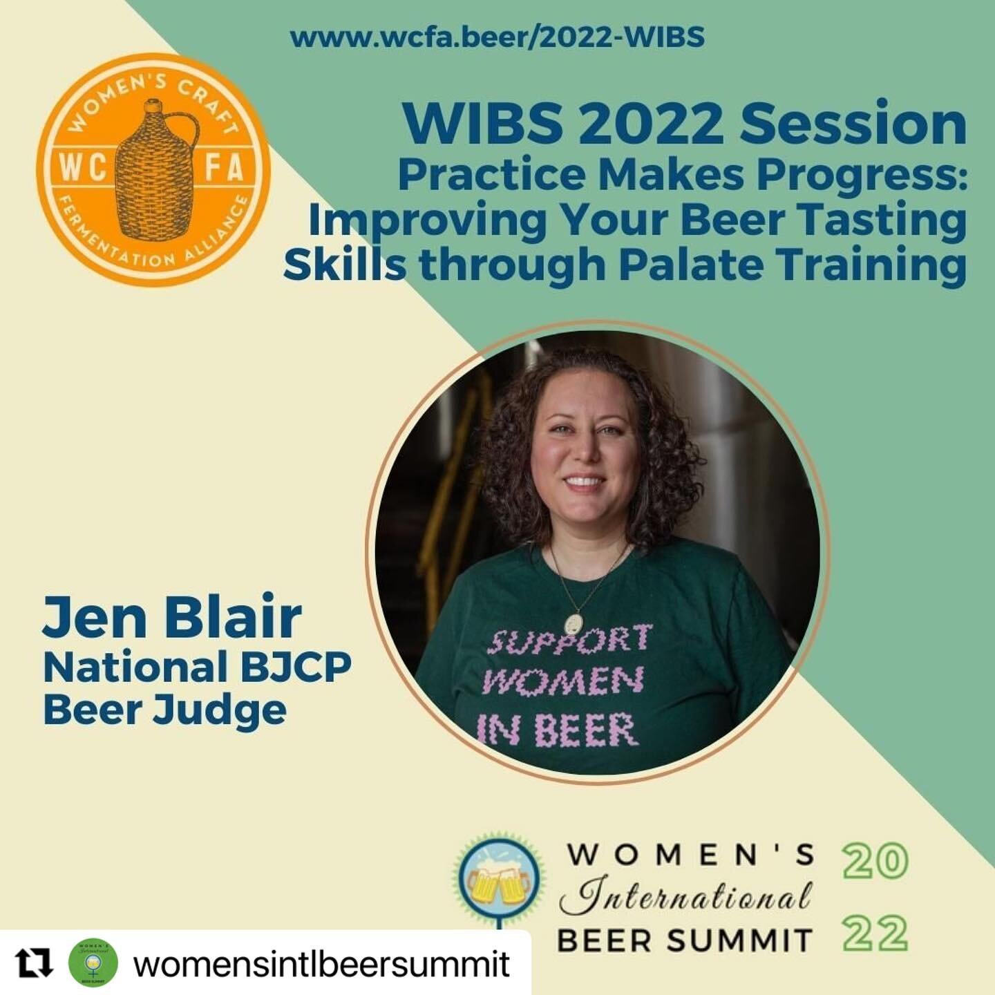 Mark your calendars for April 23rd! I am super stoked about this session!

#Repost @womensintlbeersummit with @make_repost
・・・
#WIBS2022 Session: Practice Makes Progress: Improving Your Beer Tasting Skills through Palate Training with Jen Blair (@und