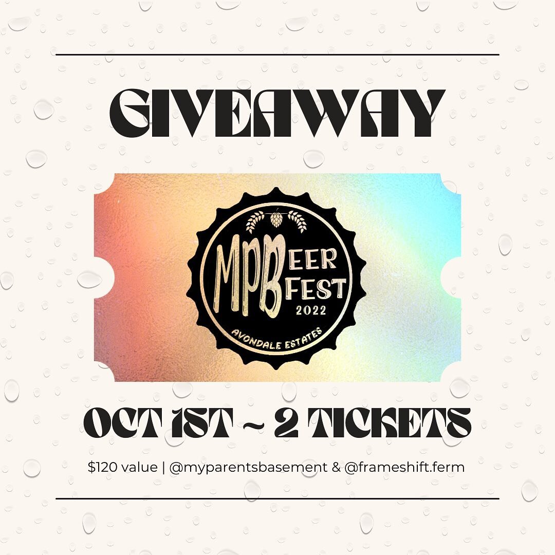 📢 GIVEAWAY ALERT 📢
I am giving away TWO tickets to MPBeer Fest on October 1st! This fest features 25 GA breweries, one-off collabs, balcony DJ sets, food vendors, &amp; more. 😎

To enter: like this post, follow&nbsp;@myparentsbasement @frameshift.