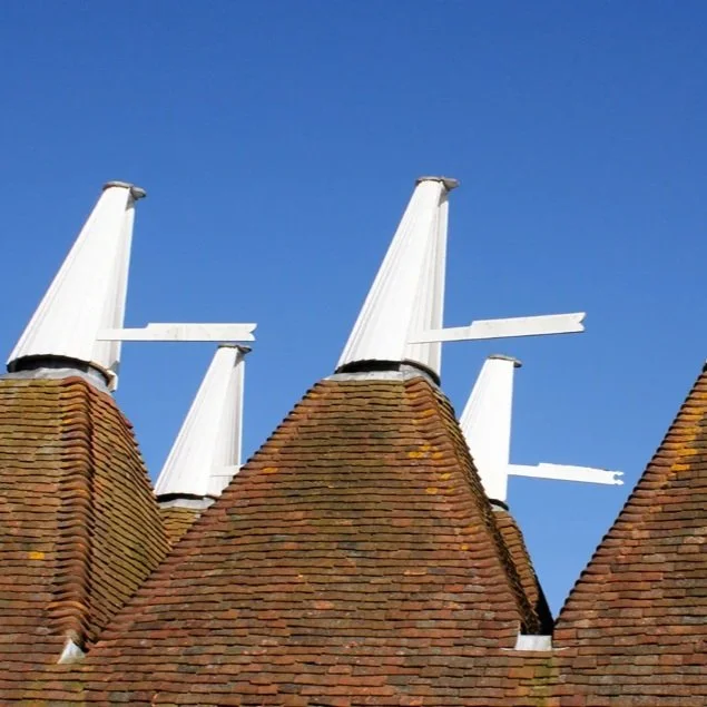 Close-up of oast houses