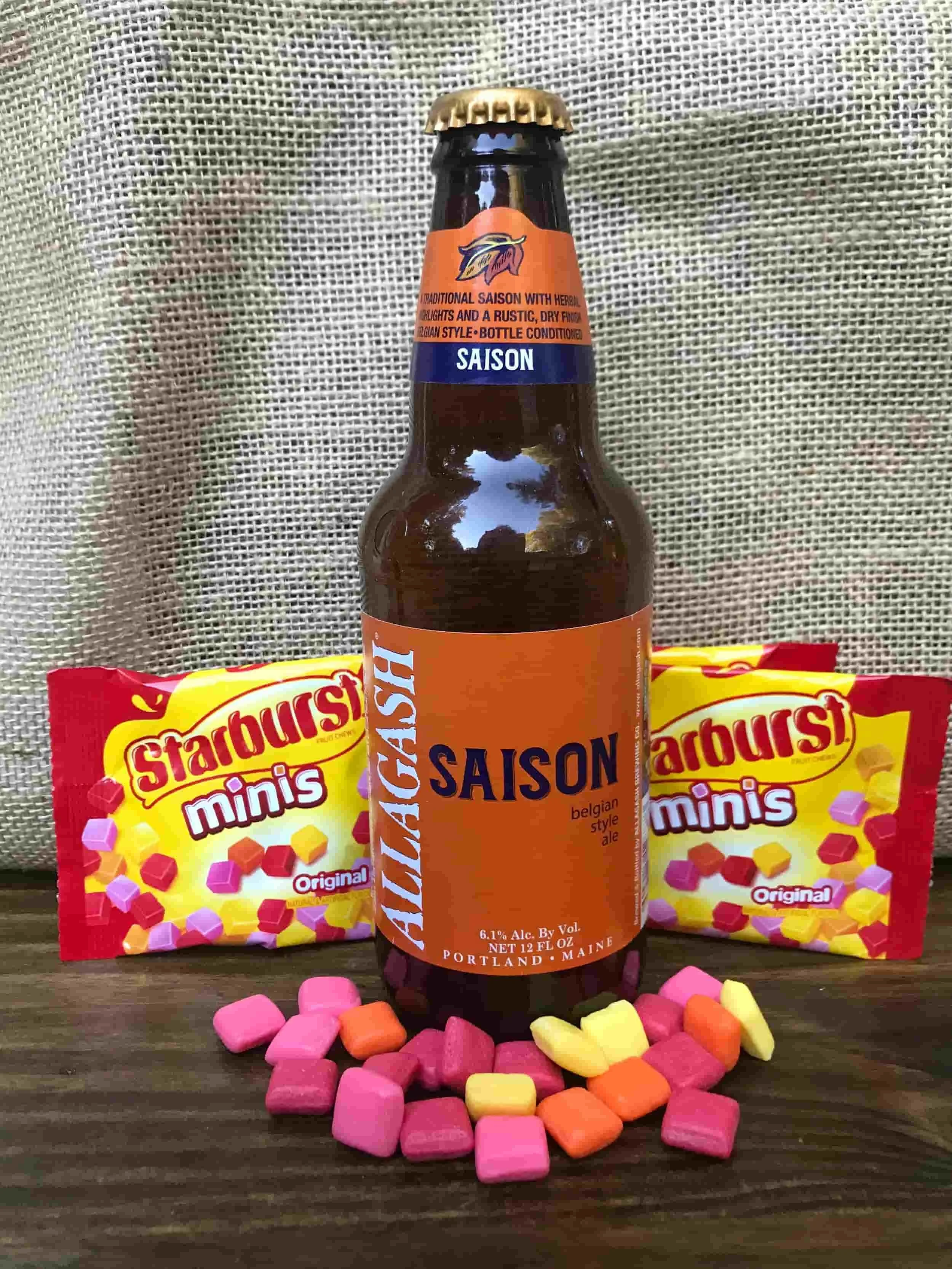Allagash Saison with Starburst candy