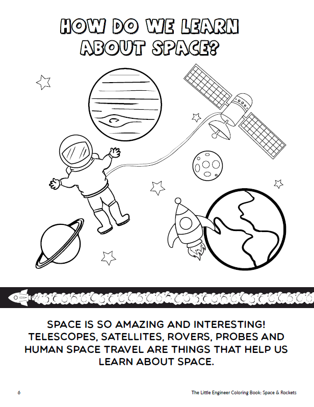 The Little Engineer Coloring Book: Space & Rockets