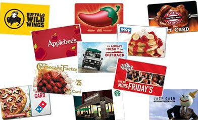 Gift Cards to Favorite Restaurant