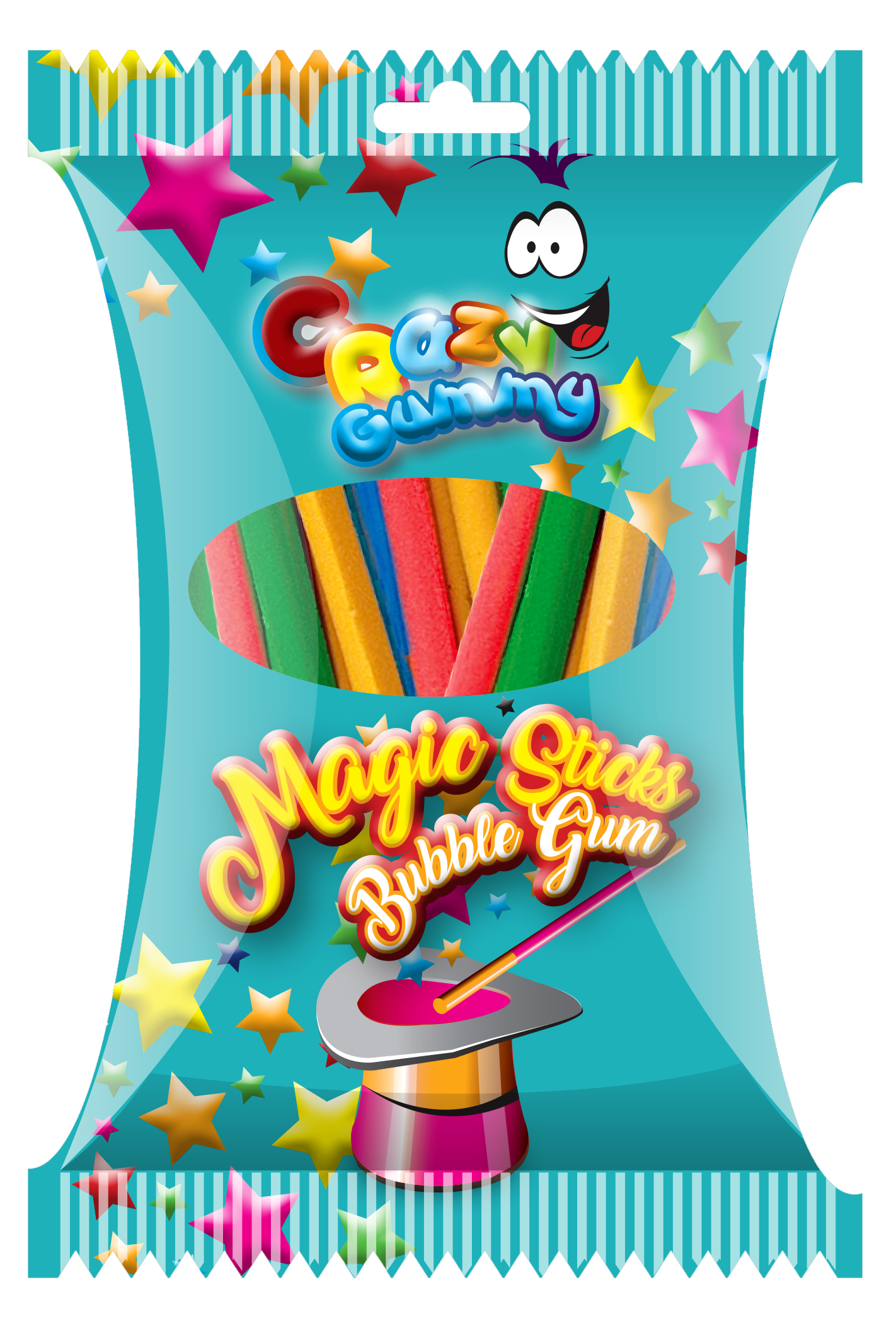 Crazy Gummy bubble gum Magic Sticks 60g.png