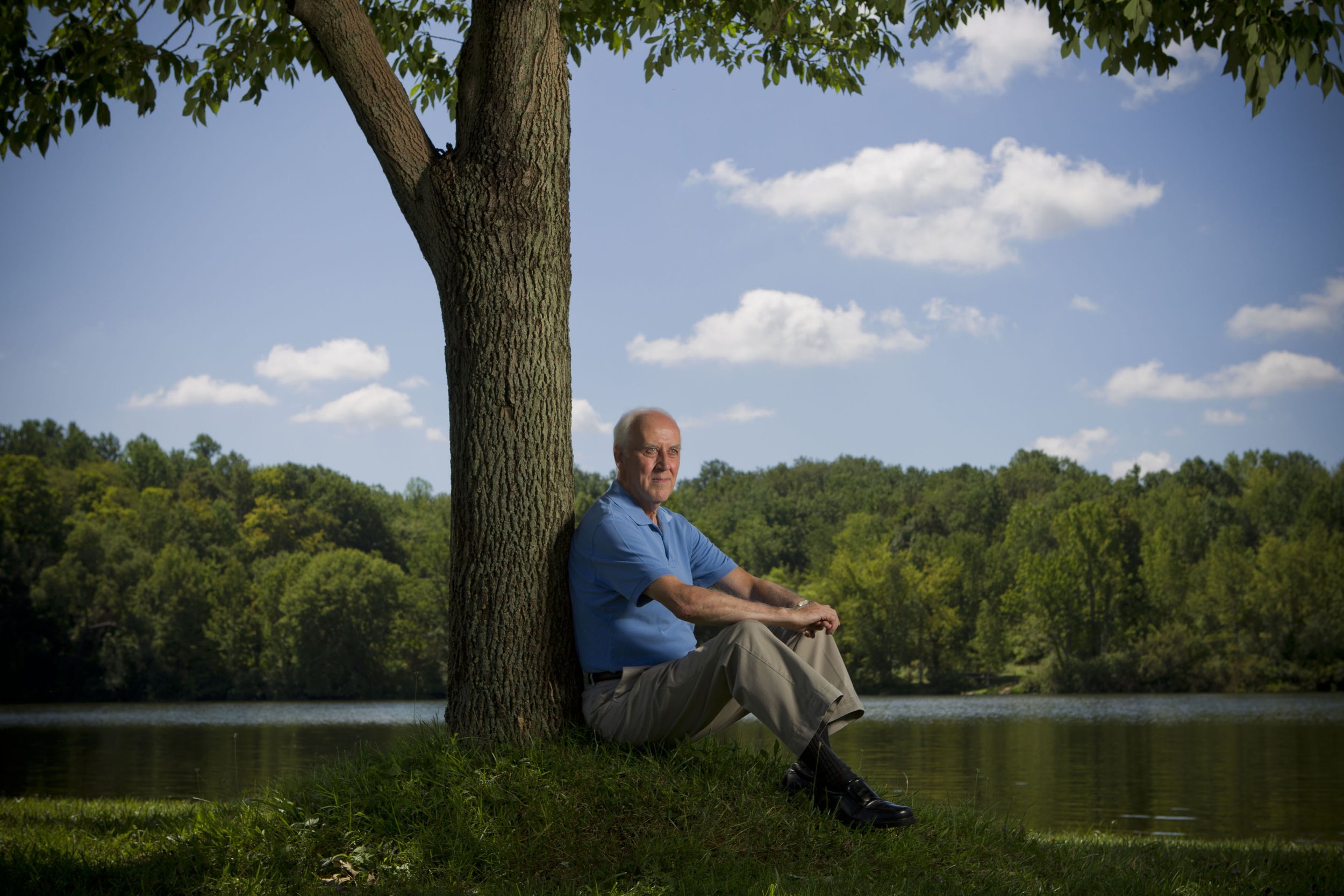  9/11 survivor George Sleigh poses near his home in Hudson, Ohio, Tuesday, Aug. 16, 2011. Sleigh, a naval architect, had the longest journey to safety, escaping from the 91st floor of the World Trade Center. 