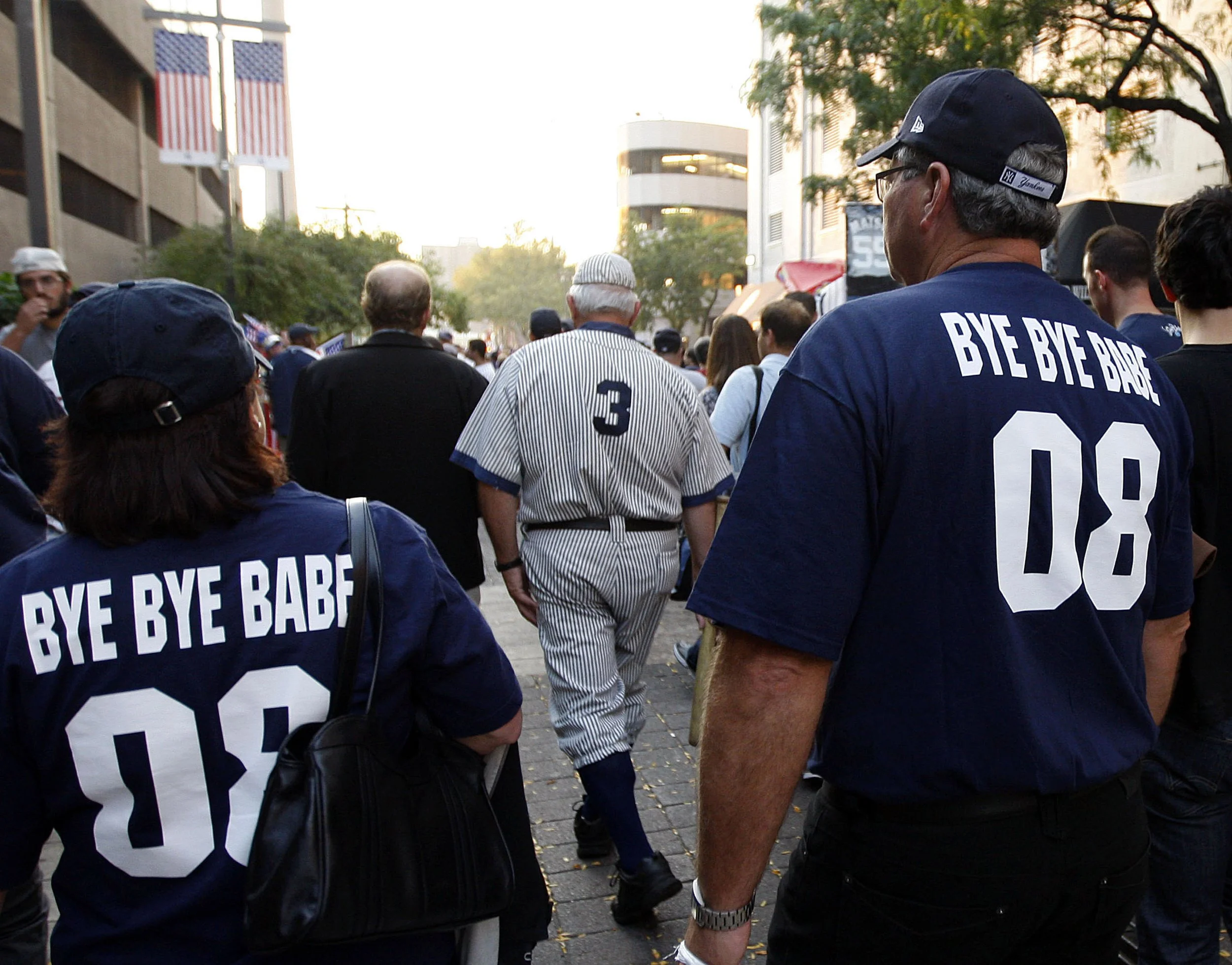  Fans arrive to watch the New York Yankees play their last home game in the House That Ruth Built Sunday, Sept. 21, 2008, against the Baltimore Orioles in the Bronx borough of New York. 