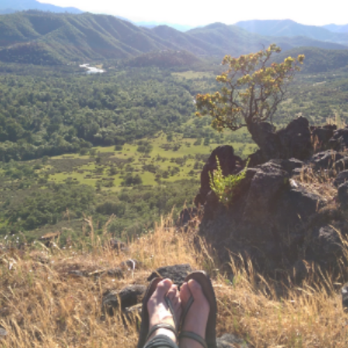 Me + my Earthrunners enjoying a hike in southern Oregon