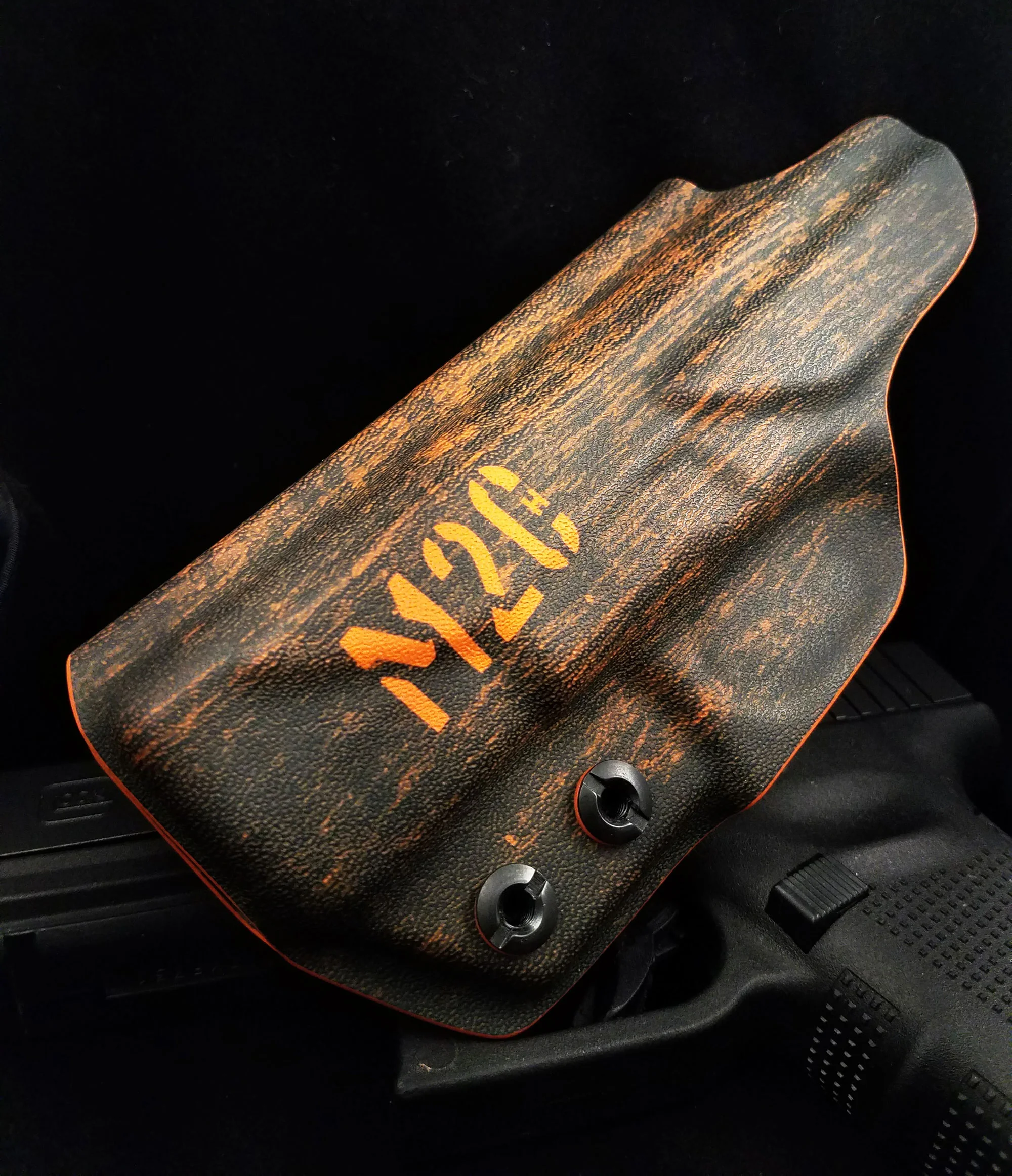 Distressed Orange-glock-19-glock19-glock23-23-glock26-26-glock27-27-g19-g23-g26-g27-concealed-carry-ccw-gun-holster-best-holsters-most-concealable-iwb-9mm-orange-kydex