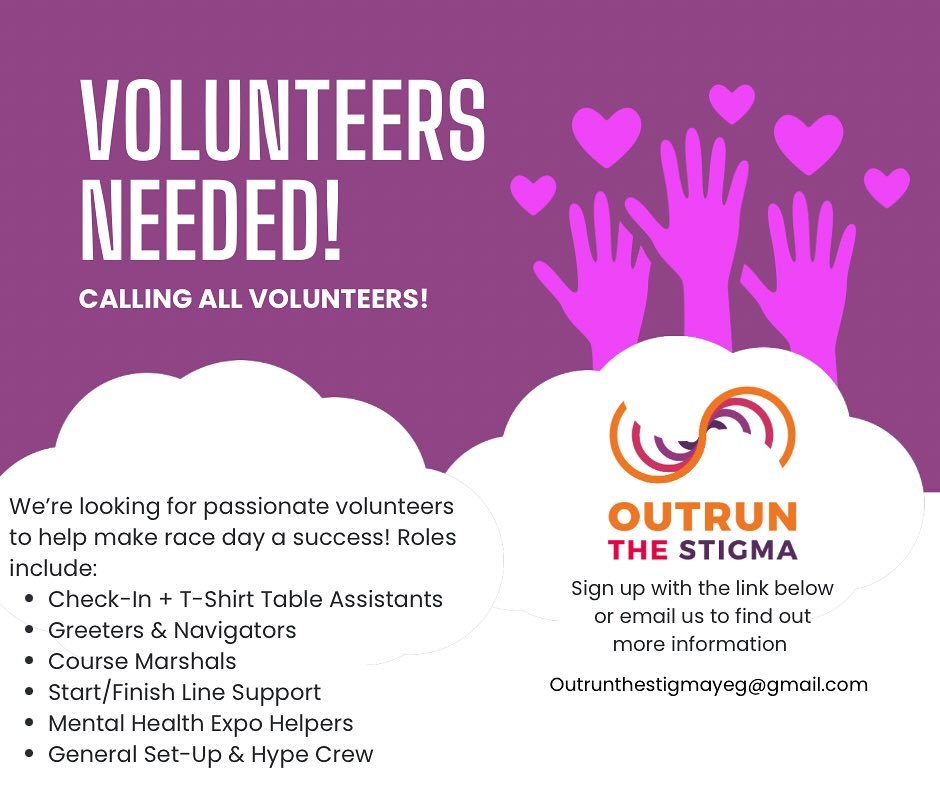 ‼️Calling all volunteers‼️

Looking to get involved with the community and help end the mental health stigma? We are looking for volunteers for our upcoming event on Sunday June 15th!

If you are interested please follow the link below or send us an 