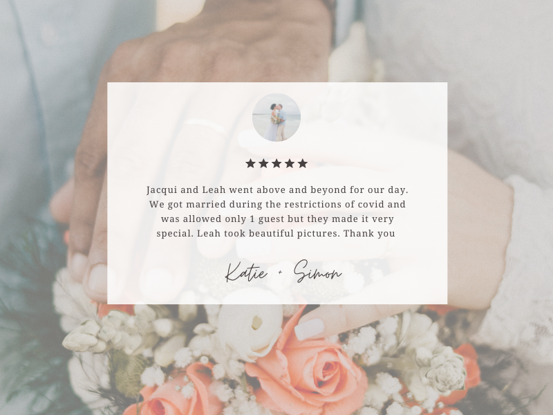 The team from Super Simple Noosa Elopement have been amazing to work with. Communication was fast between any of the team. Leah, Jacqui and Marlies are friendly and easy to work with. The ladies are very good at what-7.png