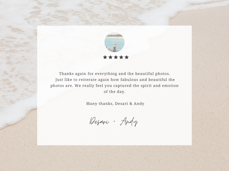 The team from Super Simple Noosa Elopement have been amazing to work with. Communication was fast between any of the team. Leah, Jacqui and Marlies are friendly and easy to work with. The ladies are very good at what-8.png